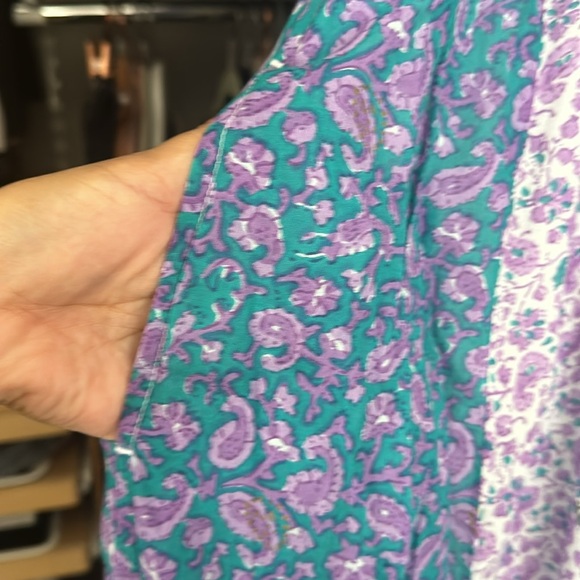 Ne Quittez Pas Floral Peasant Dress Purple Teal - Picture 6 of 12